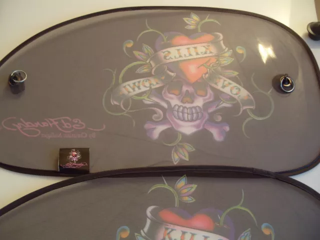 2er Pack Sun Screen for Car Ed Hardy Side Window 65x38 CM Skull