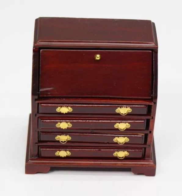 NEW Dolls House Wooden Chest of Drawers Draw Unit Mahogany Effect 1/12th Scale