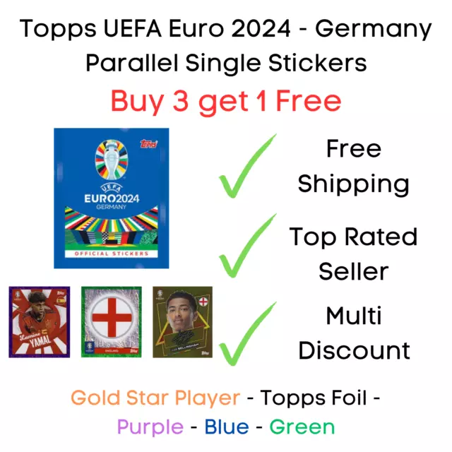 Topps UEFA Euro 2024 Germany Parallel Single Stickers - Buy 3 get 1 Free