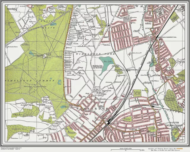 Wimbledon, Summerstown Map London 1908 #26