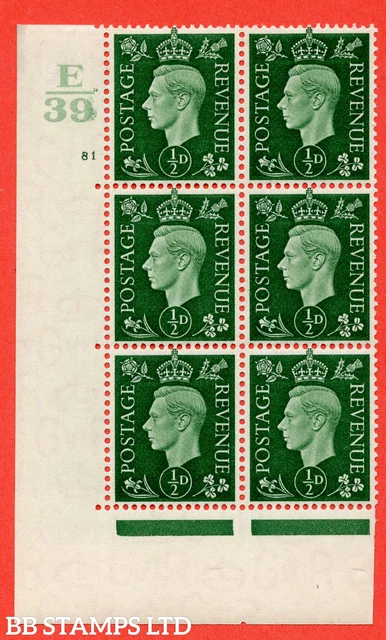 SG. 462. Q1. ½d Green. A fine lightly mounted mint " Control E39 cylinde B54404