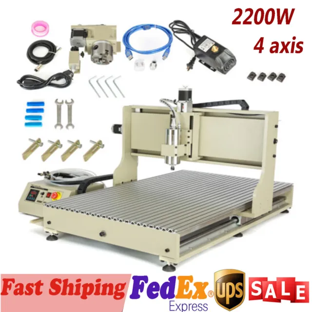 USB CNC 6090 4 axis 2.2KW CNC Router Small Wood Metal Engraving Milling Machine