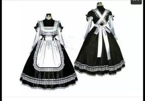 lockable sissy maid satin full long dress cross dressers tailor-maid