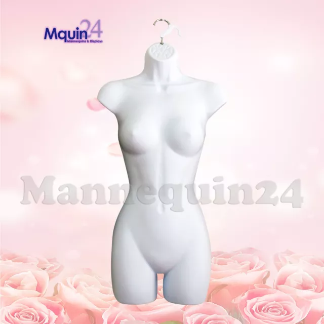 Dress Body Form Torso Mannequin WHITE female - Hollow Back Clothing Display NEW