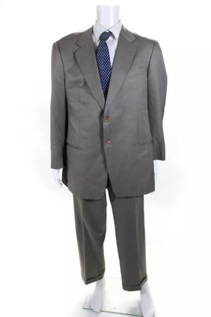 Armani Collezioni Men's Wool Silk Blend Two Piece Suit Gray Size 44