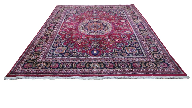 Large  PERSAIN CARPET RUG HAND MADE Oriental living Room Vintage 9ft 10 x 7ft 11