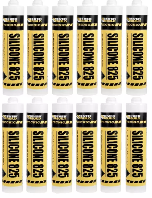 12 x TECNIC SILICONE 825 EVERBUILD PROFESSIONAL SEALANT 380ML - BUFF color