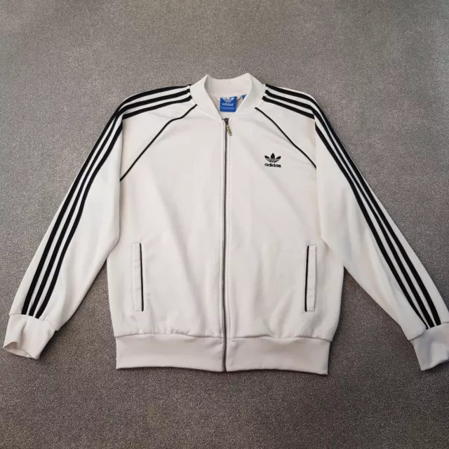 Adidas Mens Track Jacket Large White Zip Firebird Originals Superstar Trefoil