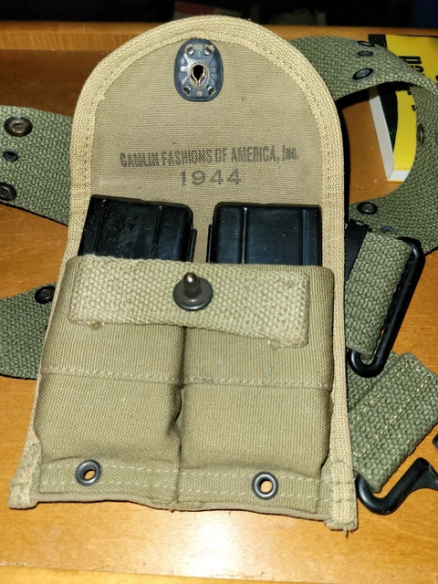 WW2 US Army USMC M-1 CARBINE AMMO POUCH KHAKI & ORIGINAL MAGAZINES RARE 1944 WW2 US Army USMC M-1 CARBINE AMMO POUCH KHAKI & ORIGINAL MAGAZINES RARE 1944