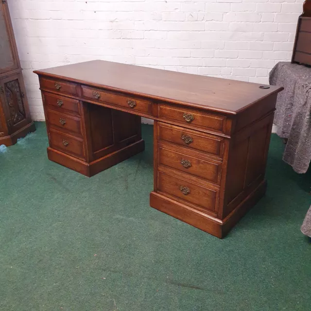 Antique/Reproduction Oak Large Panelled Computer Desk/ Oak Desk By Taylor & Co