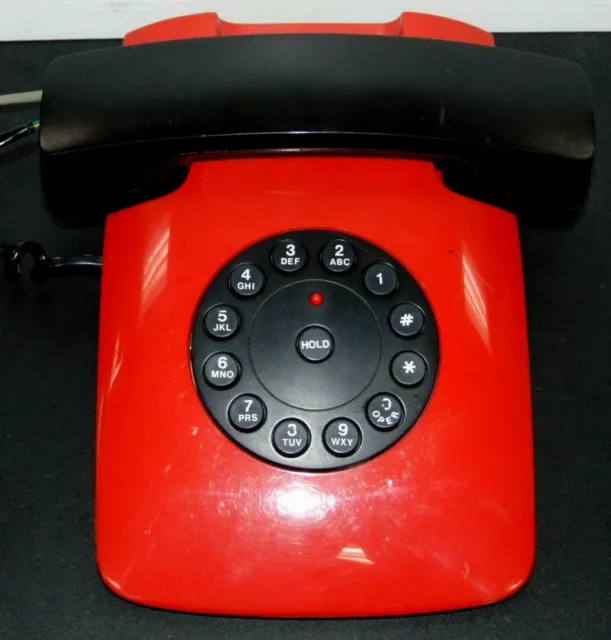 Retro Style Red And Black Corded Push Button Telephone