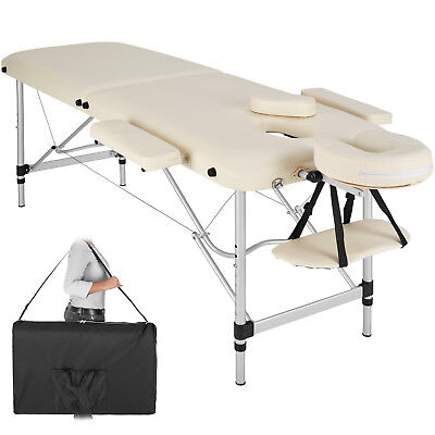 Table Banc Lit de Massage pliante Cosmetique en Aluminium esthetique beige + sac