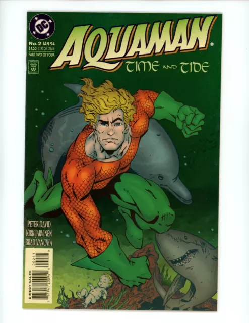 Aquaman Time and Tide #2 Comic Book 1994 VF/NM Dolphin Shark Cover DC Comics