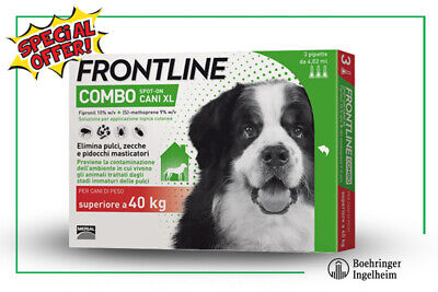 🎉 Antiparassitario Frontline Combo Cani (Xl) 3 Pipette (Oltre 40 Kg) Offerta 🎉