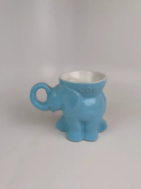 Vintage Frankoma Gop Blue Elephant Planter 1982 4”T 5”W Vibrant Blue