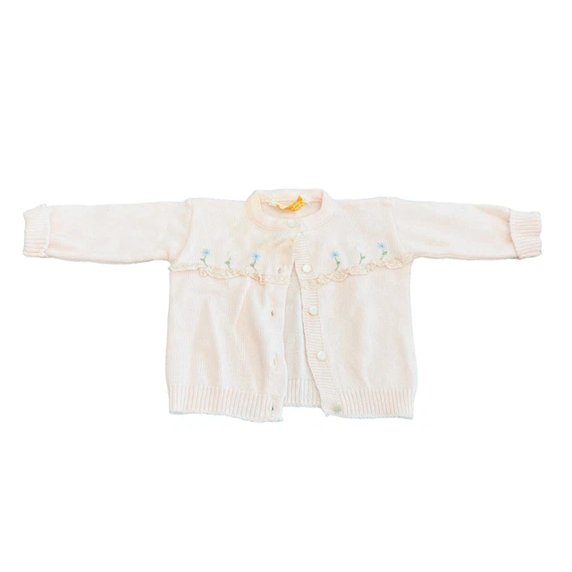 Infant Baby Girl Sweater Vintage Babes By Infanta Pink Floral Soft Orlon Acrylic