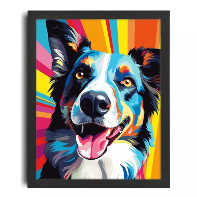 Border Collie Picture Print Wall Art Dog Gift Pop Art Colourful Collie Portrait