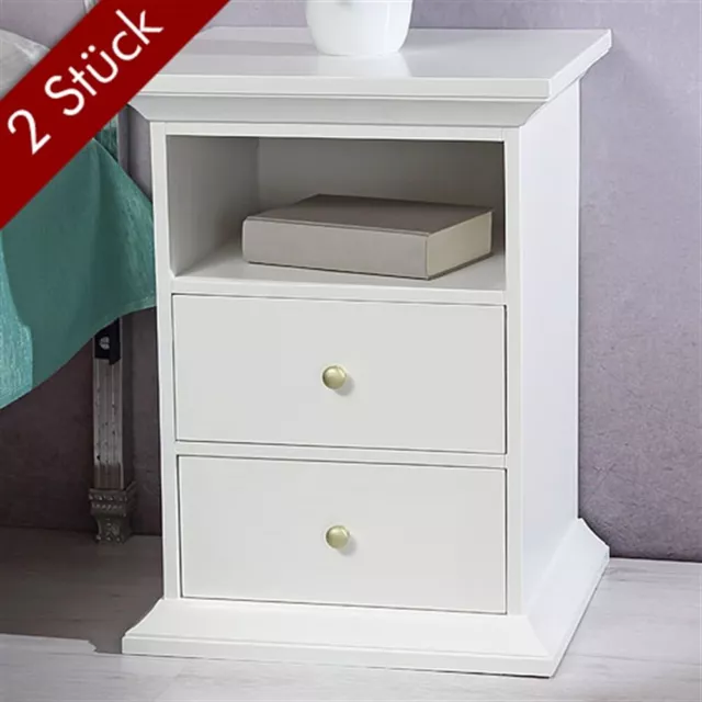 Nachttisch Beistelltisch Schrank Nachtschrank Beistellschrank Landhaus 2x Set