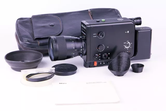 Braun Nizo s800 Black super 8 movie camera 7-80mm F/1.8 with battery mod