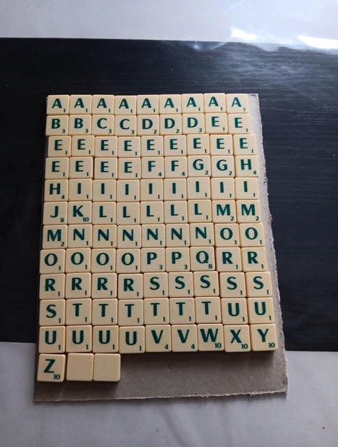 Lot Complet De 102 Lettres De Scrabble De Luxe Mattel - Édition Classique, Très Bon état