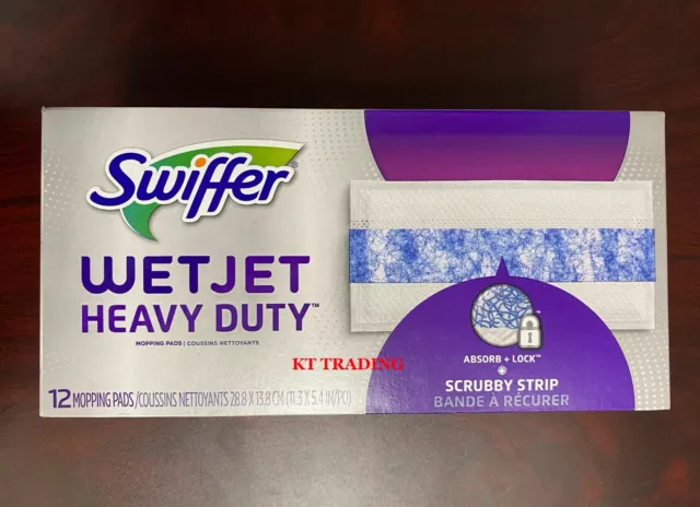 Swiffer WETJET Heavy Duty Hard Floor Mopping Refill Pads w/ Scrubby Strip ~12 Ct