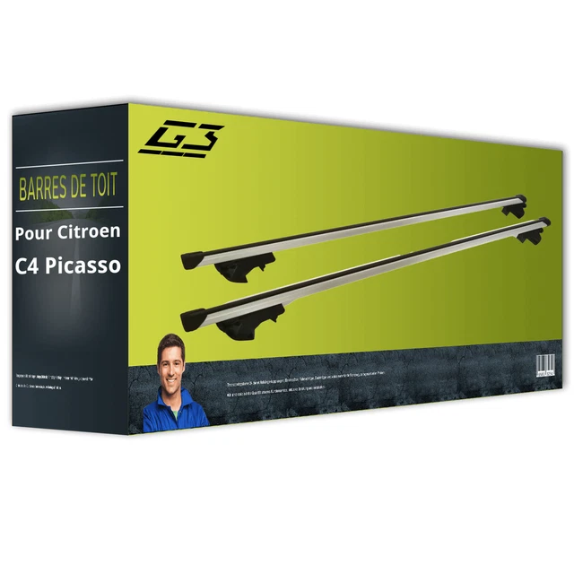Barres De Toit Aluminium Blanc Pour Citroën C4 I Picasso 2007-2013 - Kit Complet