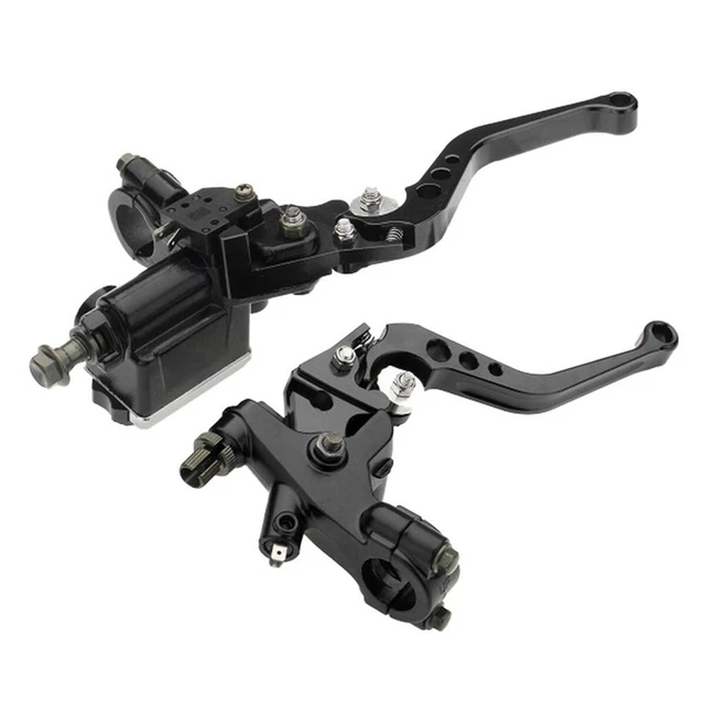 CNC Motorcycle 7/8in Brake Clutch Master Cylinder Reservoir Lever Set Left Right