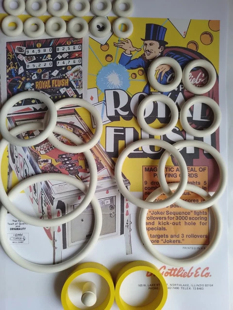 Kit D'élastiques Et Doigts De Batteur Jaune Pour Flipper Bally Flip Flop - Neuf