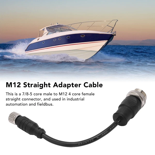 7 8 5 Core Male To M12 4 Core Female Straight Connector 9A UV Resistant For