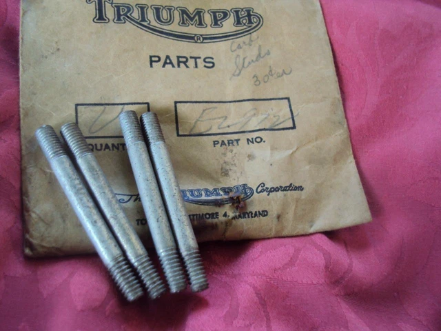 TRIUMPH RIGID PRE Unit T100 New Old Stock Manifold Studs E2972 X 4 £10. ...