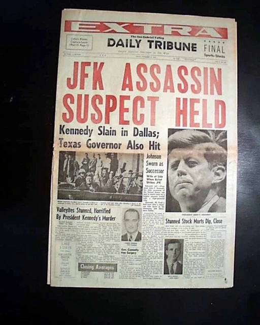 GREAT JFK PRESIDENT John F. Kennedy Assassination Headline 1963 old
