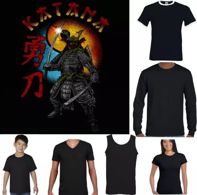 SAMURAI T-Shirt Mens Katana Japanese Fighter Warrior Sword Martial Arts MMA Top