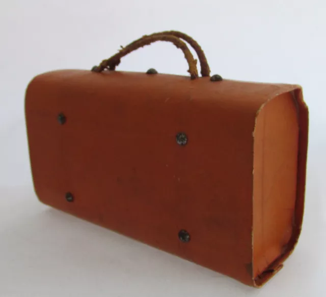 Antique Paper Mache Dresden Luggage Suitcase Brown Candy Container Ornament