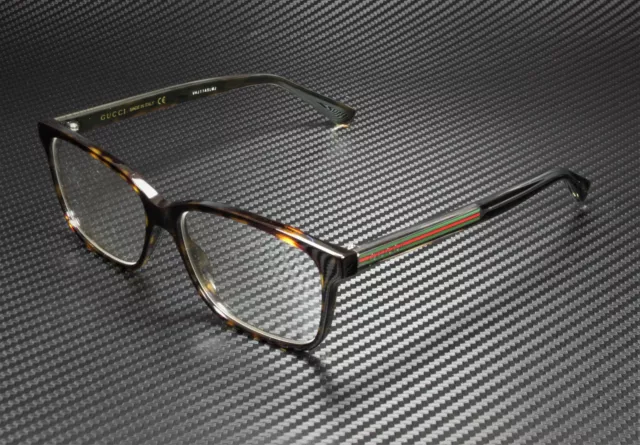 GUCCI GG0530O 005 Square Havana Shiny Crystal Demo Lens 57 mm Men's Eyeglasses