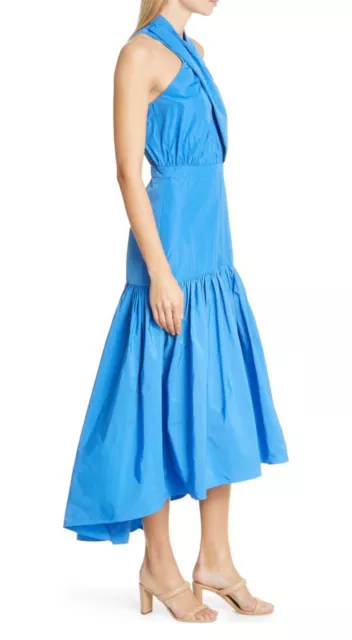 $498 NWT VERONICA BEARD Radley Halter Neck High Low Dress Bluebell Blue Size 4