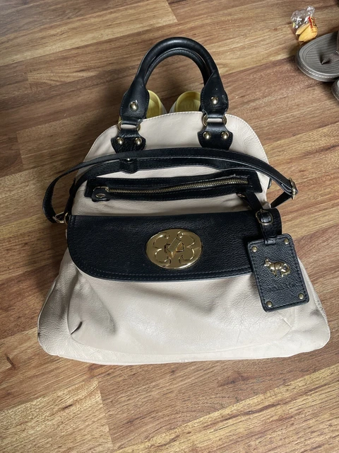 Emma Fox Signature Cream & Black  Fold Over Lily Handbag / Satchel MSRP $298