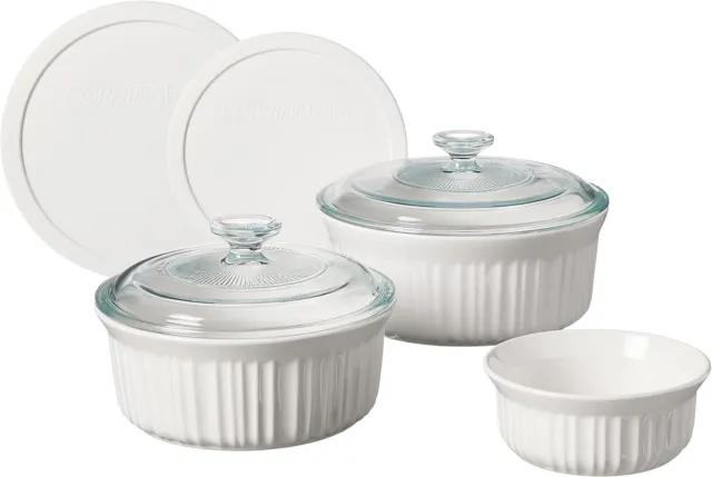 CorningWare French White 7-Piece Ceramic Bakeware Set