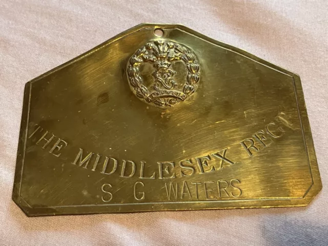 Middlesex Regiment Brass Bed Plate