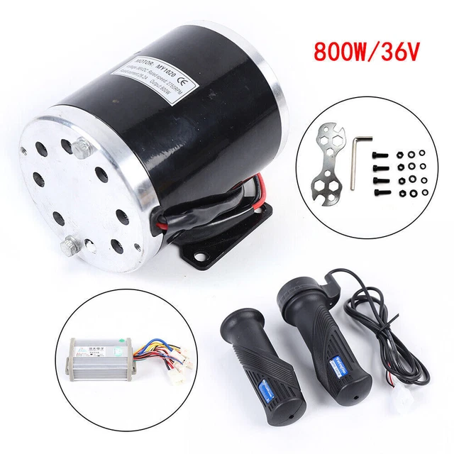 Kit de moteur électrique, 36 V 800 W CC, moteur à balais, contrôleur, unité de commande, poignée d'accélérateur avec régulateur + clé à vis pour trottinettes électriques, karts à pédales, vélos
