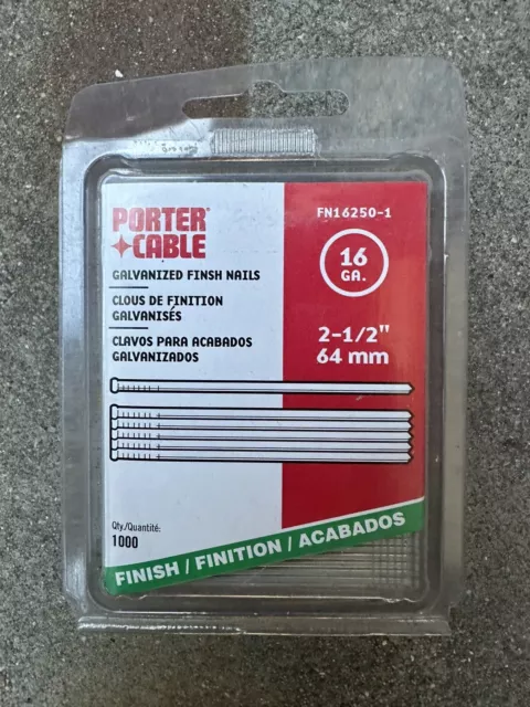 Porter Cable GALVANIZED Finish Nails 16 x 2.5  1 Box/1000 Nails