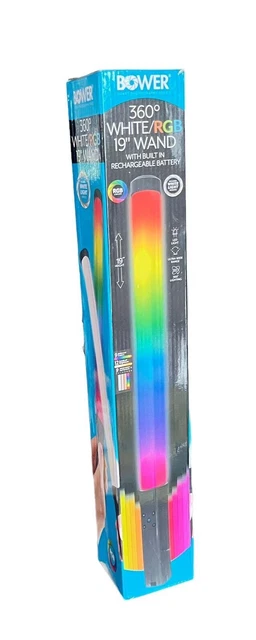 ¡Lote de 4 Bower 360 Grados Blanco/RGB 19 pulgadas Varita Luz LED!