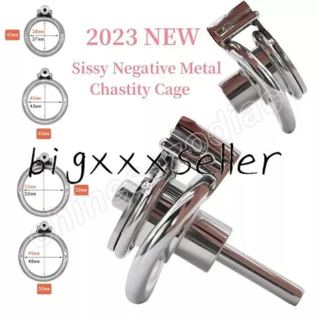 Sissy Male Stainless Steel Negative Chastity Cage Inverted Chastity Rings Locks