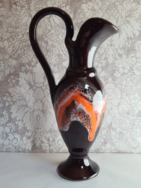 Vintage 1960s Vallauris French Studio Art Pottery Amber Ceramic Jug Pitcher Ewer