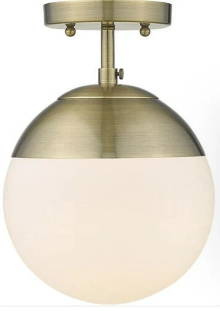 Dixon 1 Light 8 inch Brushed Brass Semi-flush Ceiling Light Fixture