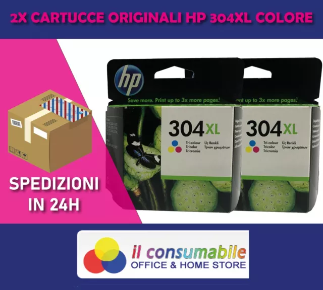 N. 2 ORIGINALI HP 304XL COLORE  N9K07AE HP DeskJet 3720 DeskJet 3720 blue