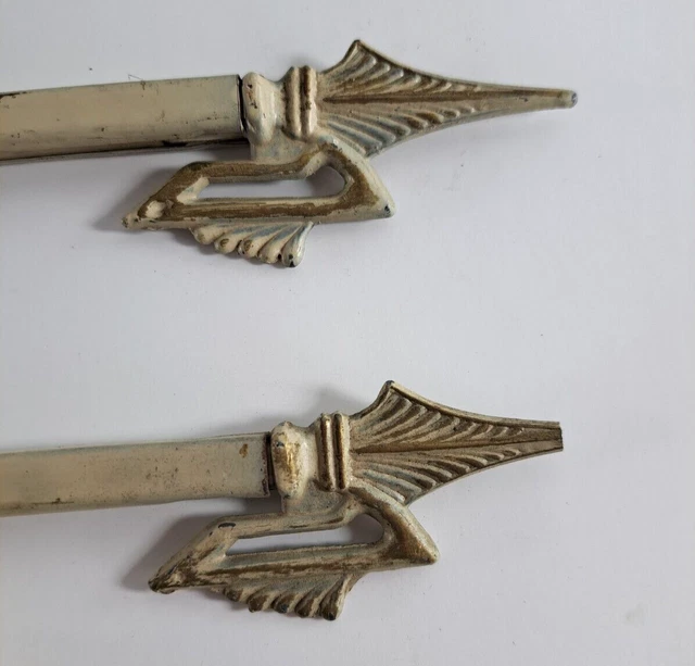 Vintage Curtain Rods Swing Arm Art Deco Ornate Arrows Aluminum Adjustable Beige 4