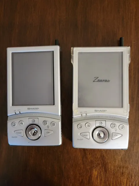 2 Vintage SHARP Zaurus SL-5500 Linux Handheld PDA - Untested +stand