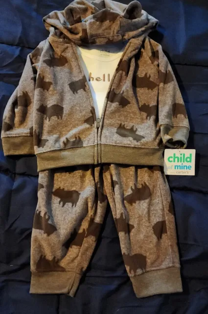Carters Brown Bears 3 Piece Jacket Set Boys Girls Baby Size 18 Months