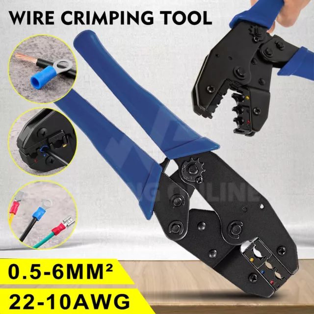 Ratchet Wire Terminal Crimper Plier Ferrule Tool for Insulated Cable 0.5-6 mm²