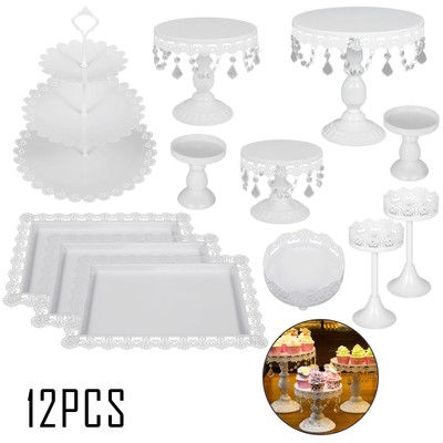 Set di 8 Piedistalli di Metallo per Alzatine Piedistalli di Supporto per Vassoi Torte A 2 O 3 Piani Vordas Supporto per Vassoi Torte 